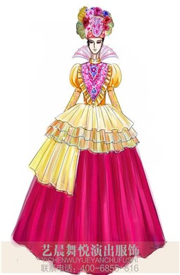 舞台花灯演出服装设计与定制蝴蝶花灯表演服装设计！