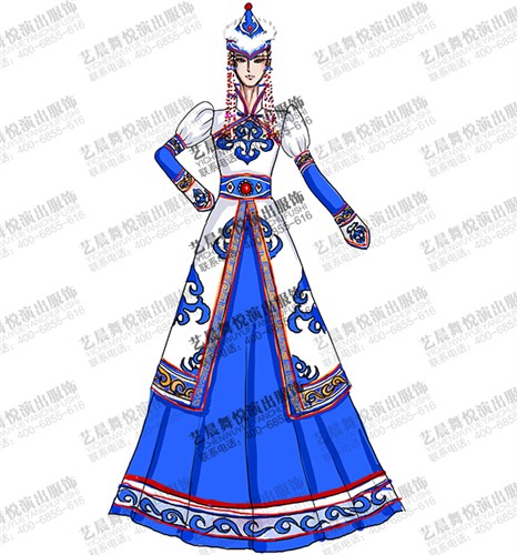 蒙古民族舞台服装定制女蒙古族演出服装定做