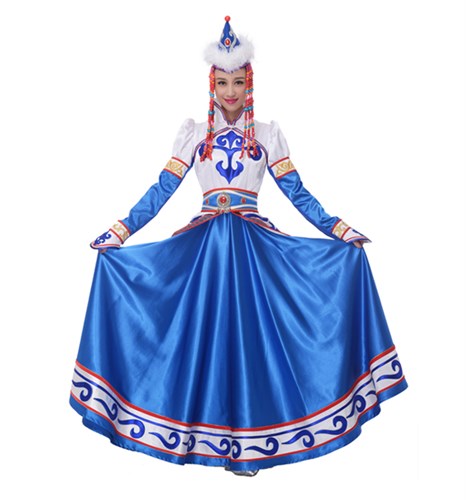 蒙古民族舞台服装定制女蒙古族演出服装定做