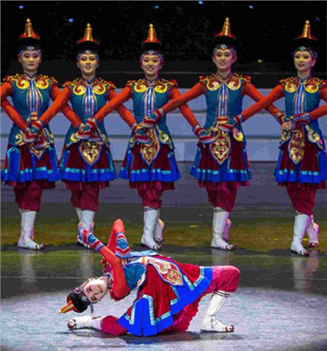 蒙古服装女舞蹈服民族舞蹈演出服装蒙古舞蹈欢乐姑娘舞台服装