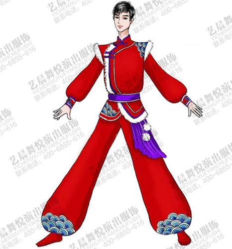 男款秧歌演出服装陕北民间秧歌舞蹈比赛服装定制
