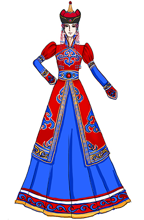 蒙古族舞蹈长裙定做女蒙古民族服装定制