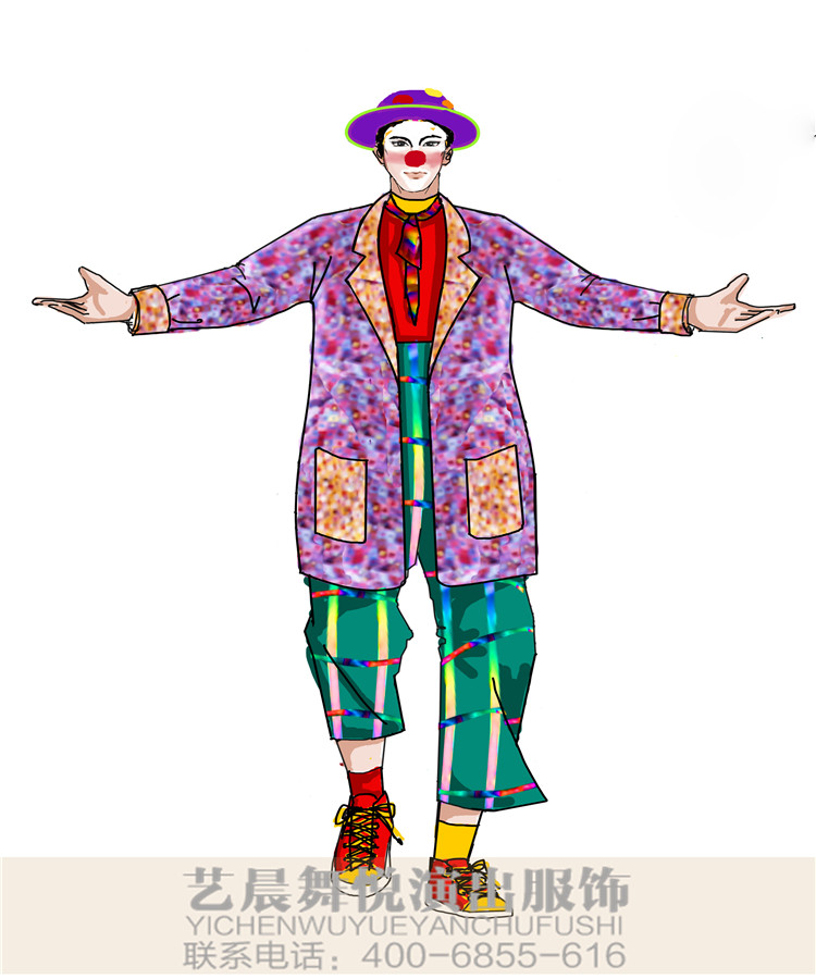 游乐园小丑表演服装景区舞台小丑演出服装定制