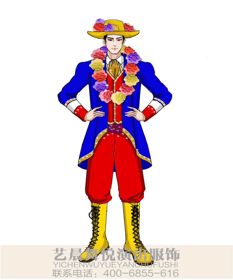 舞台演出服装小丑表演服装景区游园小丑演出服装设计