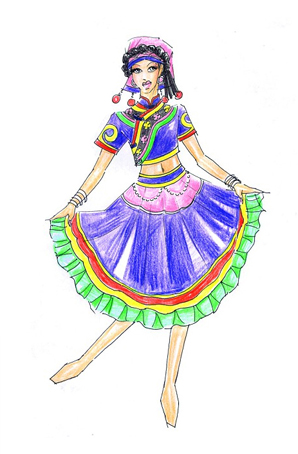 彝族舞蹈服装设计少数民族舞台演出服定制